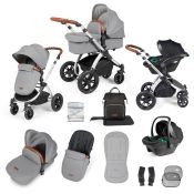ICKLE BUBBA Stomp Luxe Premium i-Size Travel System -Pearl Grey /Silver/Tan